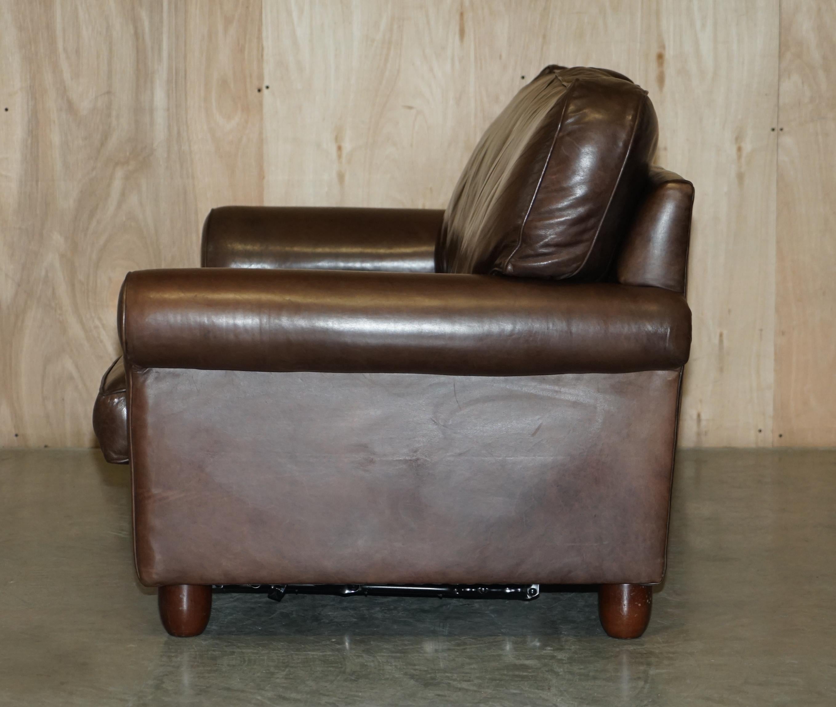 Lovely Heritage Brown Leather Laura Ashley Mortimer Sofabed in Very Nice Order For Sale 4