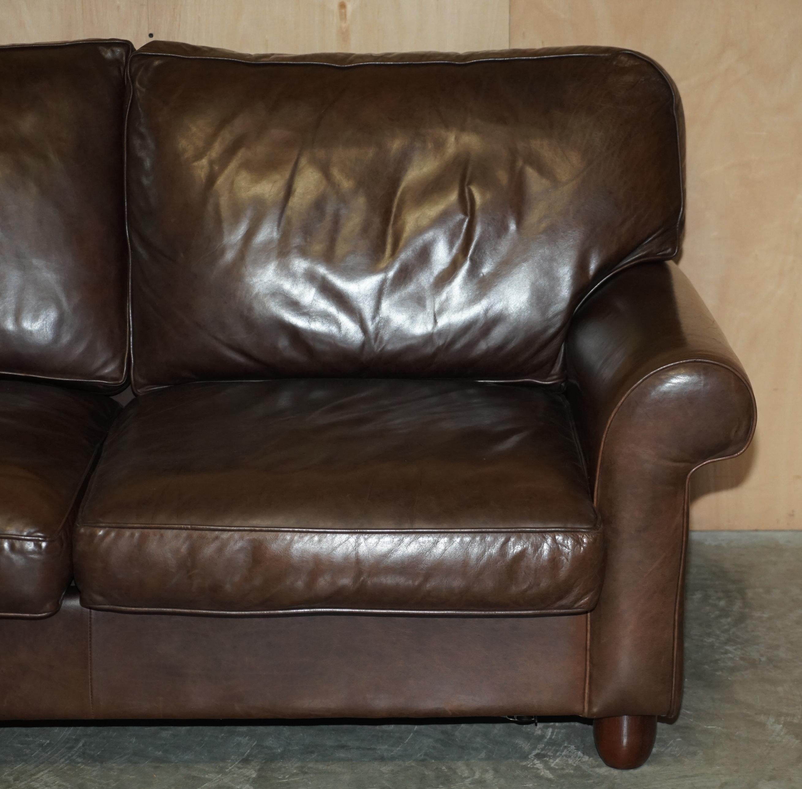 LOVELY HERITAGE BROWN LEATHER LAURA ASHLEY MORTIMER SOFABED IN SEHR GUTEM ZUSTAND (Englisch) im Angebot
