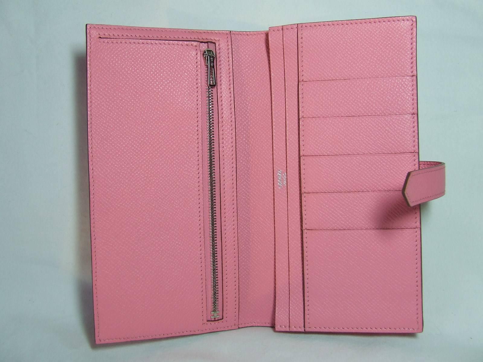 Lovely Hermès Bearn Wallet Rose Confetti Pink Leather Phw 2