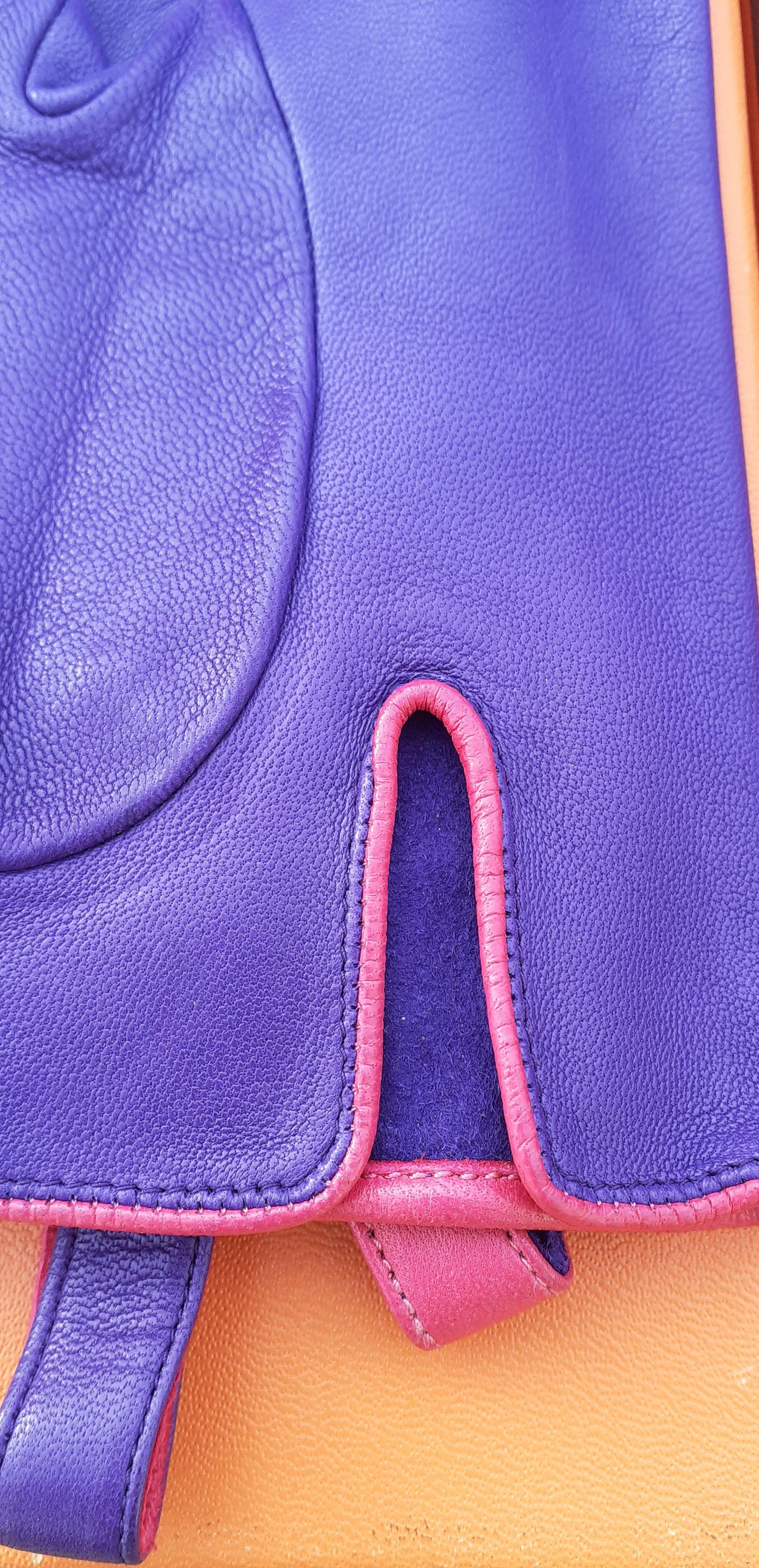 Women's Lovely Hermès Gloves Purple Pink Leather Size 7.5 For Sale