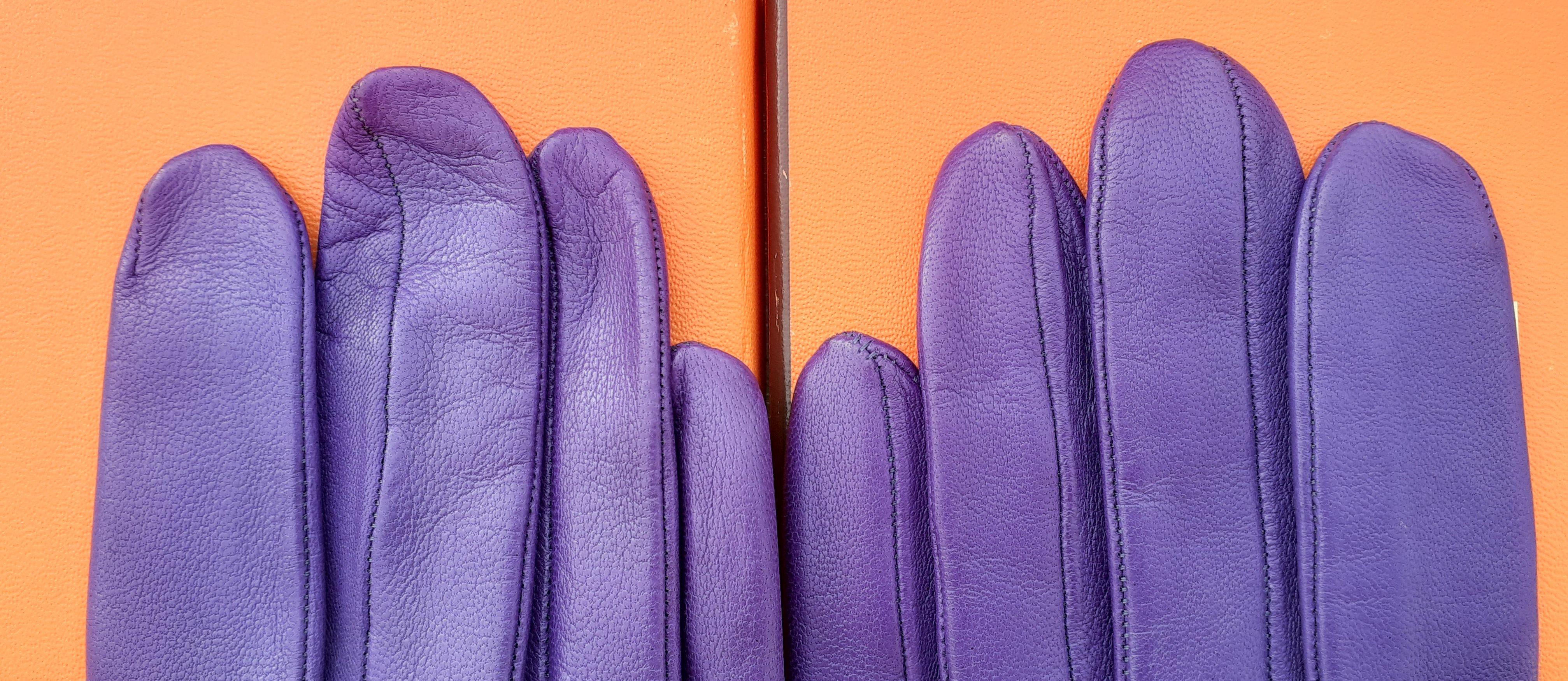 Lovely Hermès Gloves Purple Pink Leather Size 7.5 en vente 1