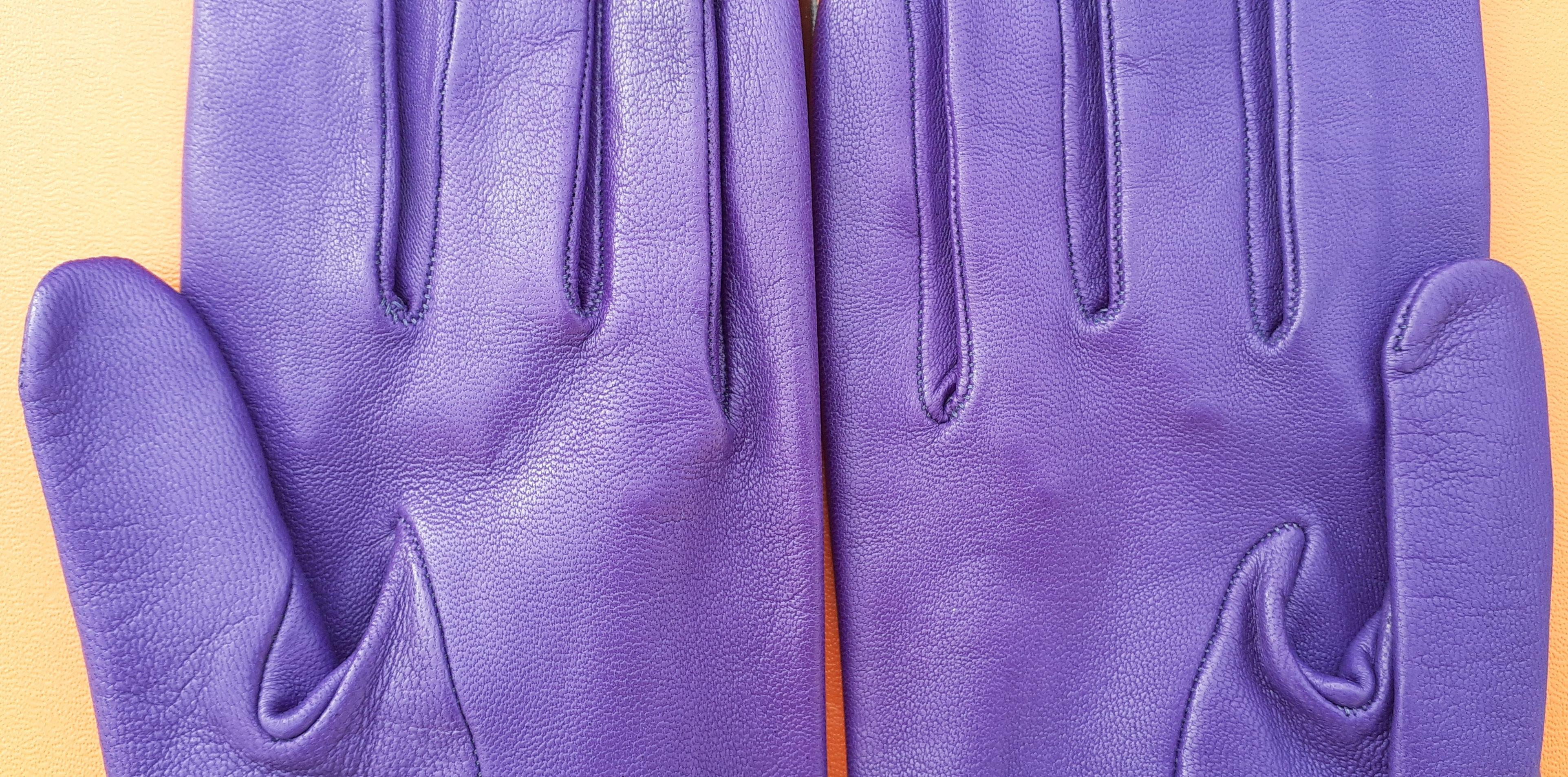 Lovely Hermès Handschuhe lila rosa Leder Größe 7,5 im Angebot 2