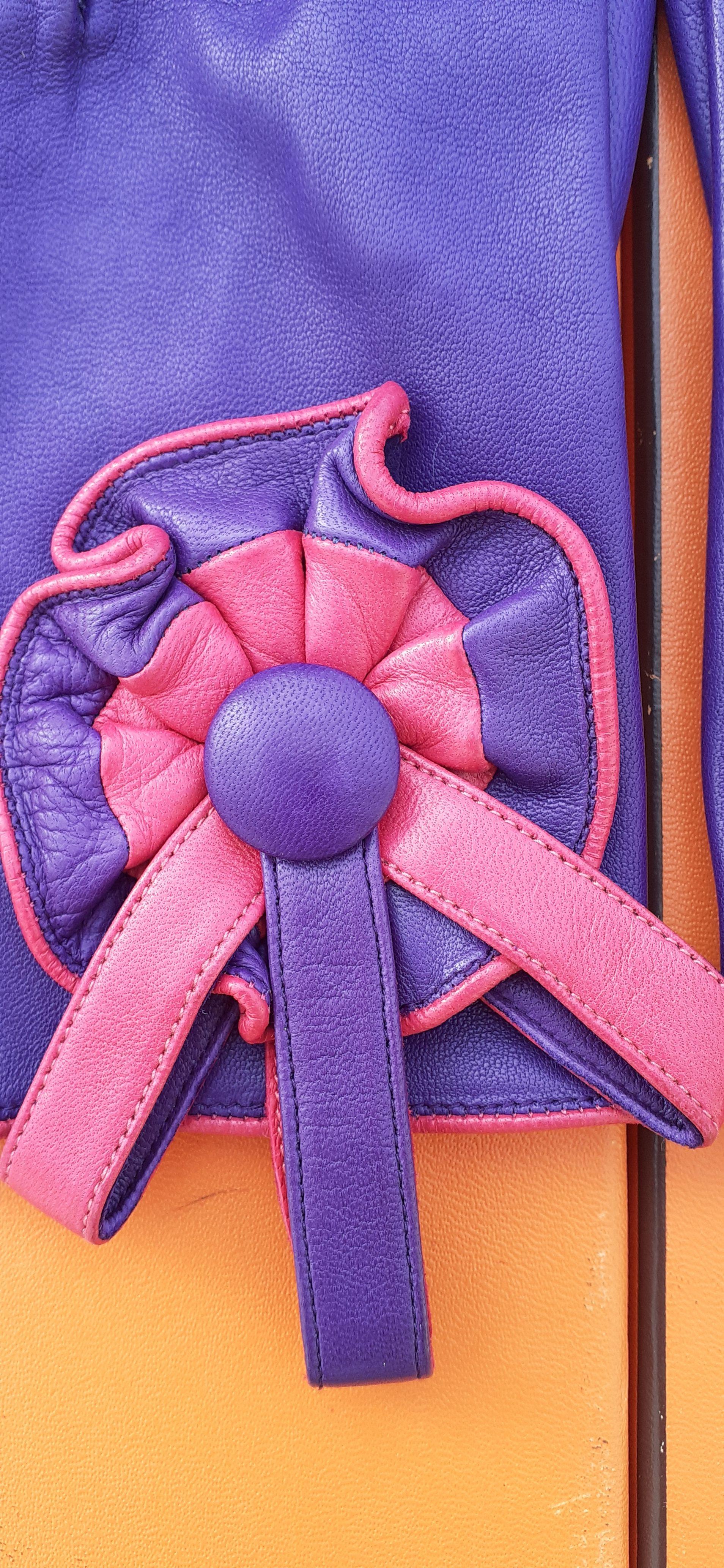 Lovely Hermès Gloves Purple Pink Leather Size 7.5 en vente 5