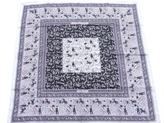 Lovely Hermès Silk Scarf Chasse en Inde Duchene White Pink Grey 90 cm