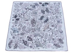 Lovely Hermès Silk Scarf Fleurs et Papillons de Tissus C. Henry White 35'