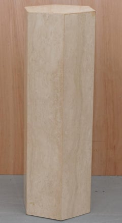 LOVELY HEXAGON SHAPED MARBLE FINISH STONE SIDE END LAMP WiNE PEDESTAL TABLE