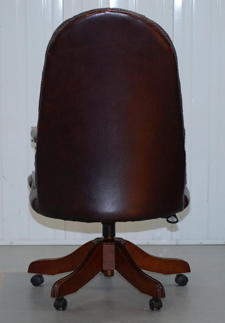 Lovely High Back Chesterfield Directors Oxblood Leather Captains Office