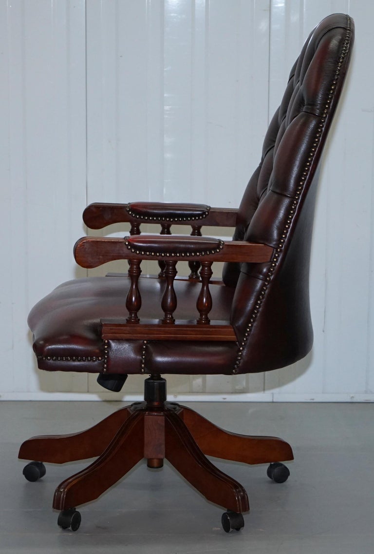 Lovely High Back Chesterfield Directors Oxblood Leather Captains Office
