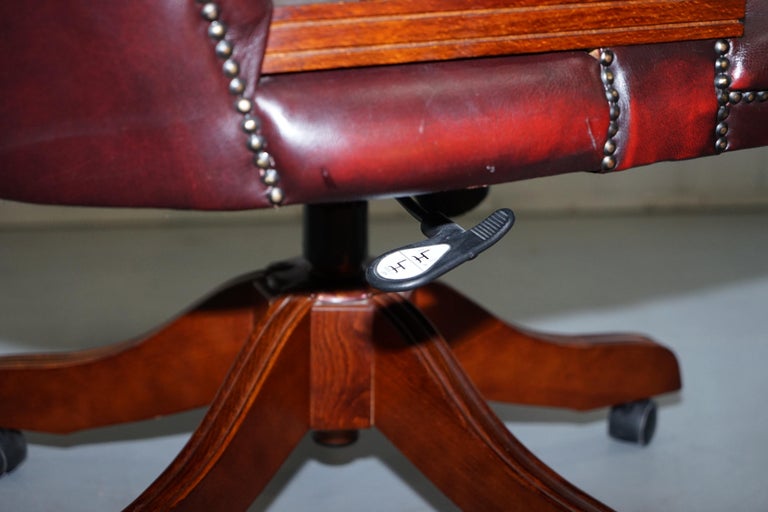 Lovely High Back Chesterfield Directors Oxblood Leather Captains Office