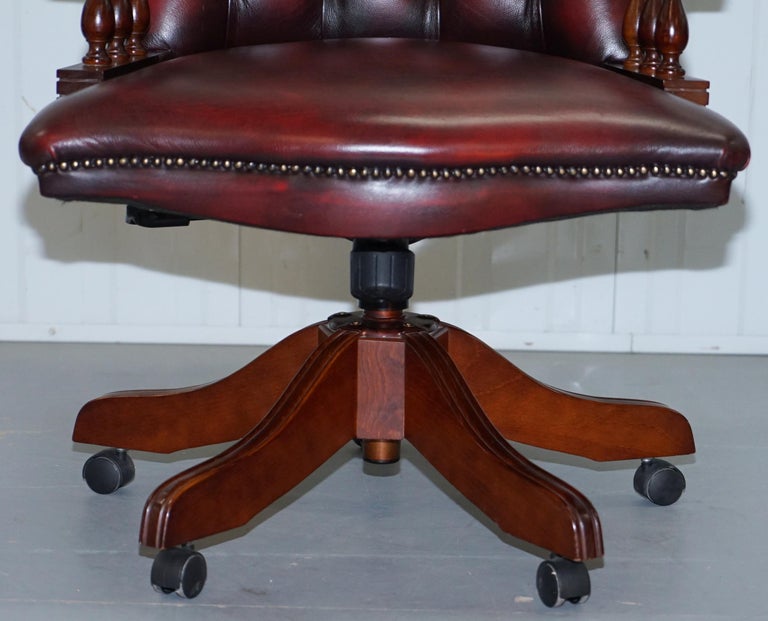 Lovely High Back Chesterfield Directors Oxblood Leather Captains Office