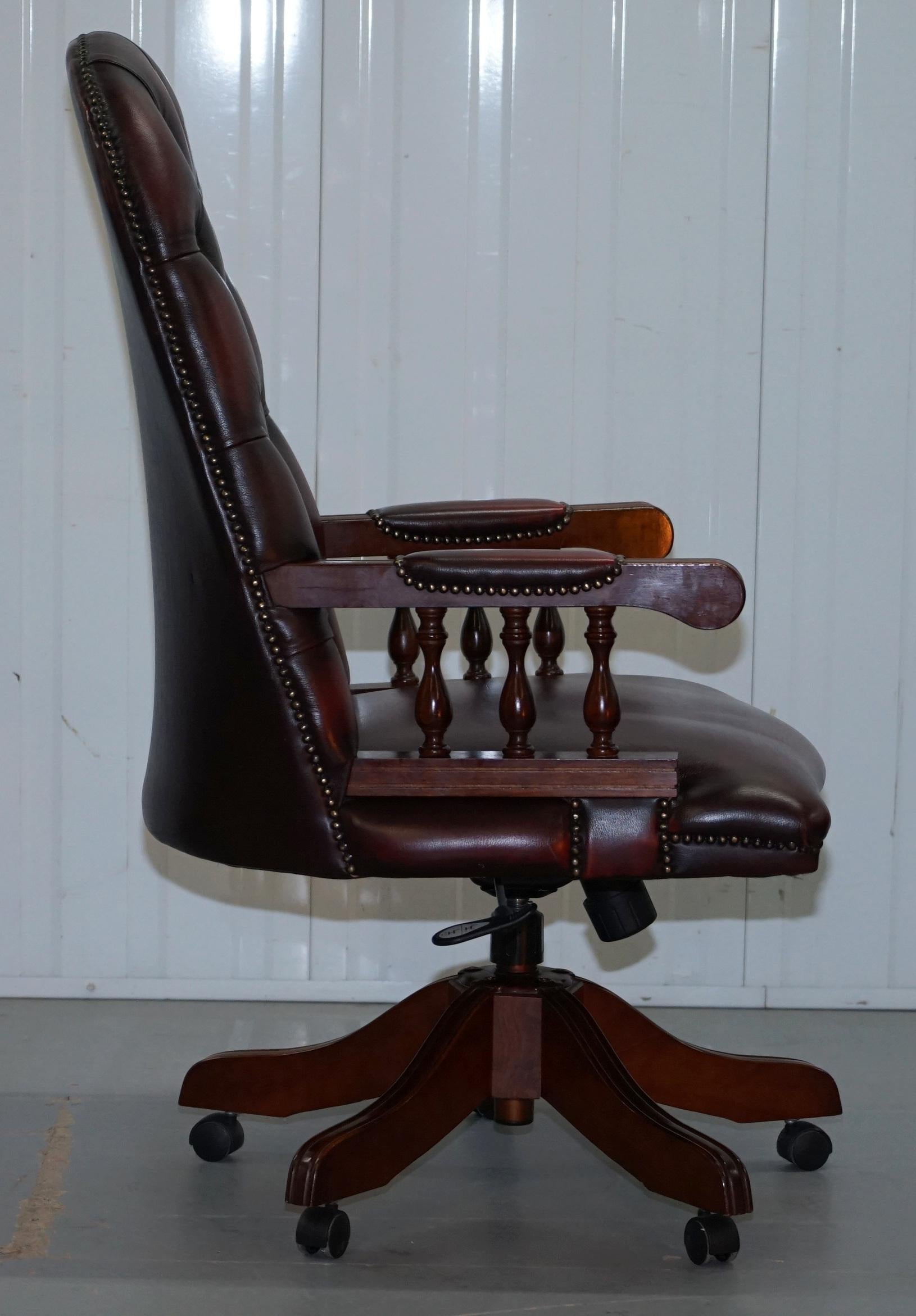 Hand-Crafted Lovely High Back Chesterfield Directors Oxblood Leather Captains Office Chair