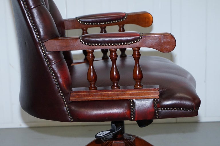 Lovely High Back Chesterfield Directors Oxblood Leather Captains Office