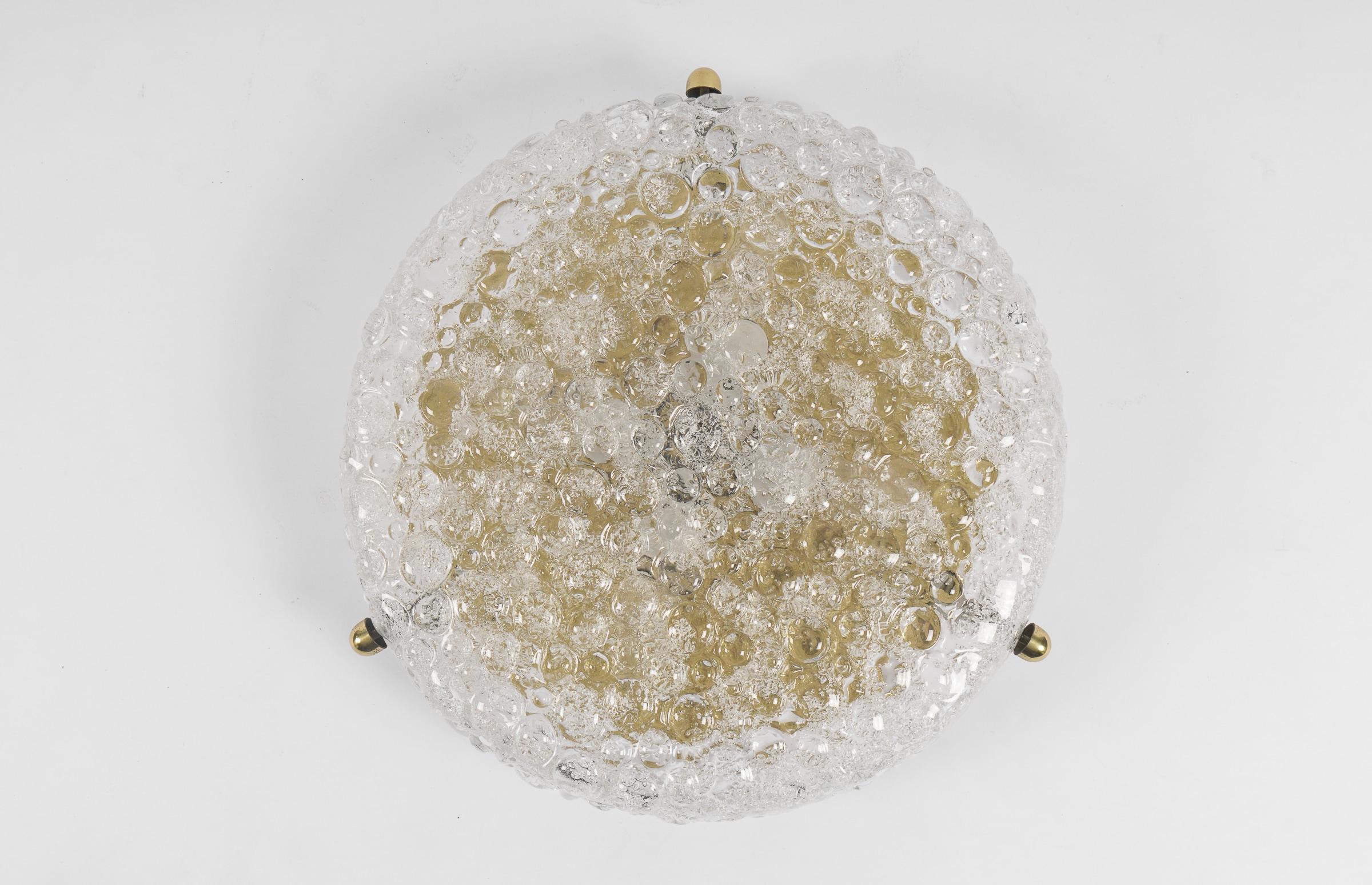 Hollywood Regency Lovely Hillebrand Textured Bubble Glass Flush Mount 1960s, Germany For Sale