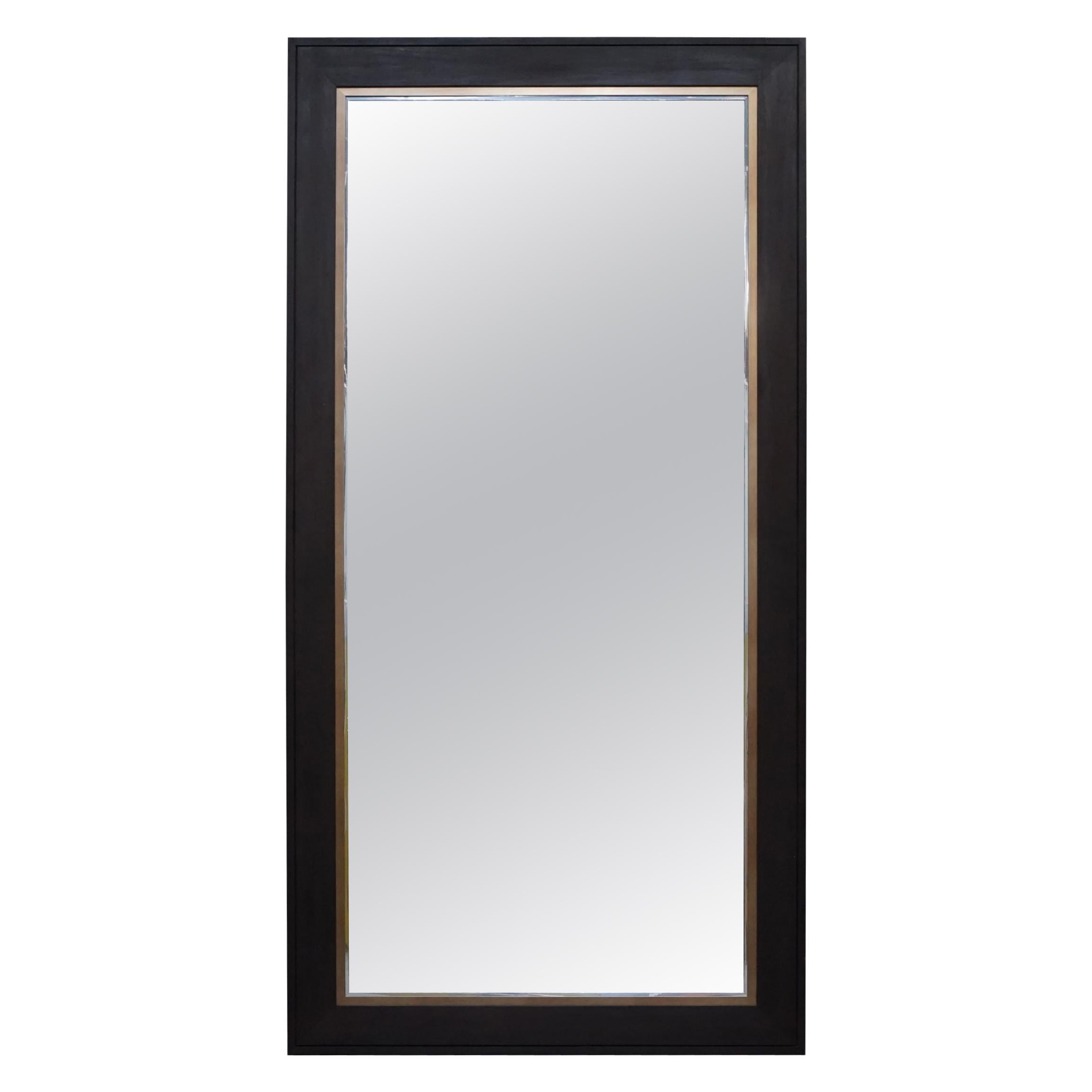 Lovely Huge Hardwood Full Length Mirror Gold-Plated Chrome Detailing For Sale