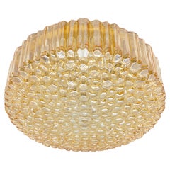 Lovely Huge Amber Bubble Glass Flush Mount Lamp by Helena Tynell for Limburg