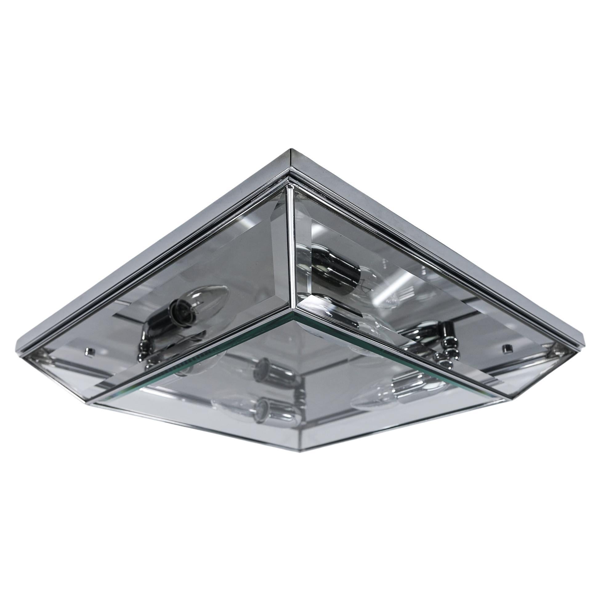 Lovely Huge Cut Glass Flush Mount 1960s, Italy 1960s