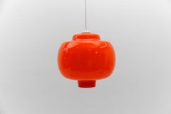 Lovely Huge Orange Glass Ceiling Lamp by Peill & Putzler, 1960s