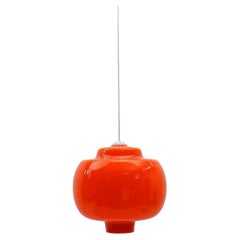 Wunderschöne riesige orangefarbene Glas-Deckenleuchte von Peill 
Putzler, 1960er Jahre