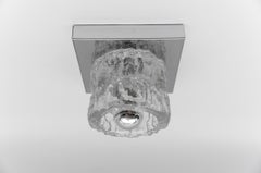 Lovely Ice Glass Wall or Ceiling Light by Peil & Putzler, Germany 1960s