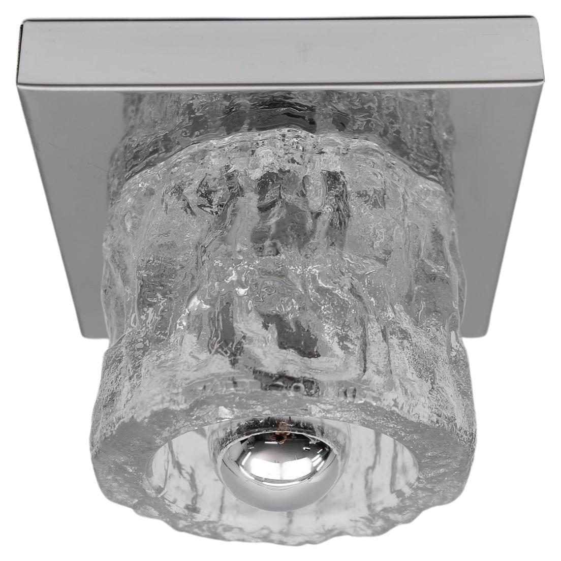 Lovely Ice Glass Wall or Ceiling Light by Peil & Putzler, Germany 1960s