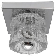 Lovely Ice Glass Wall or Ceiling Light by Peil & Putzler, Germany 1960s