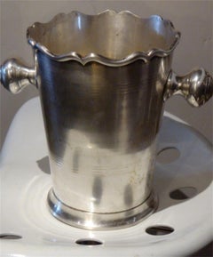 Lovely Impressive Antique English Silver Plate Large Handled Ice Bucket