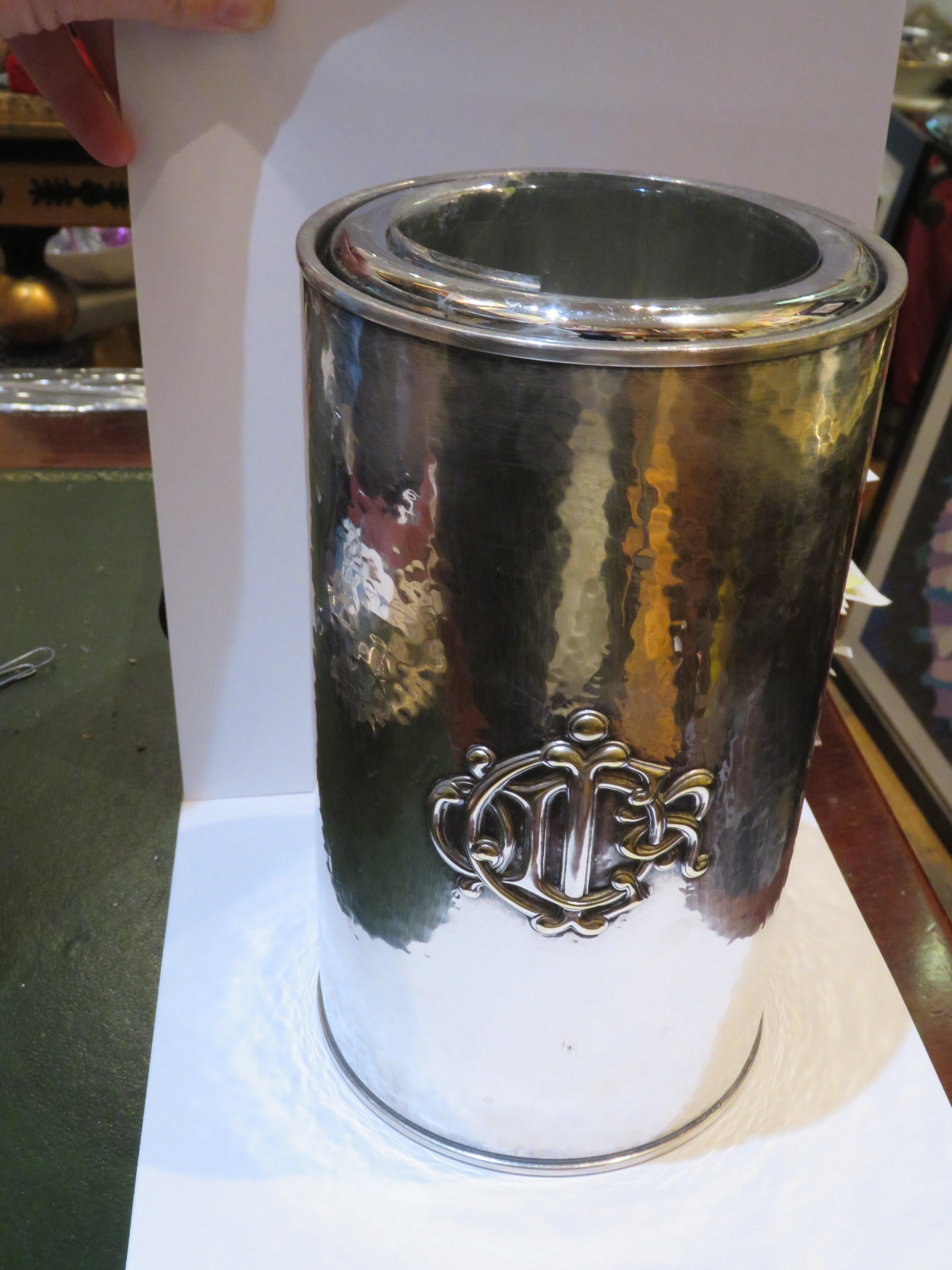 The Following Item we are offering is a Rare Magnificent Heavy Impressive Antique Original Christian Dior Silver Plate Large Wine Holder. Remarkably done in a Fine Outstanding Manner with Two Large 