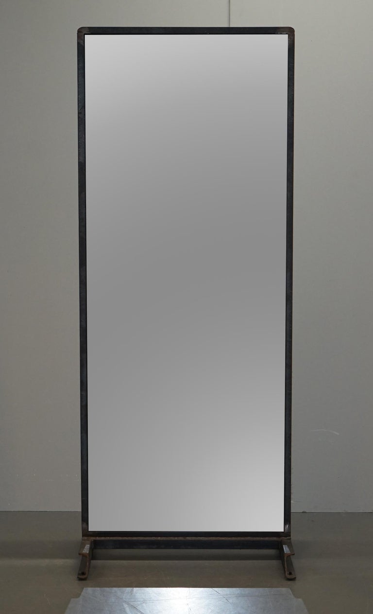Lovely Industrial Steel Framed Double Sided Cheval Floor Standing Full Mirror For Sale At 1stdibs