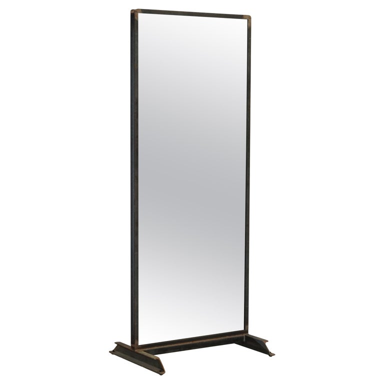 Lovely Industrial Steel Framed Double Sided Cheval Floor Standing Full Mirror At 1stdibs