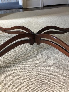 Lovely Inlaid Mahogany and Glass Oval Coffee Table