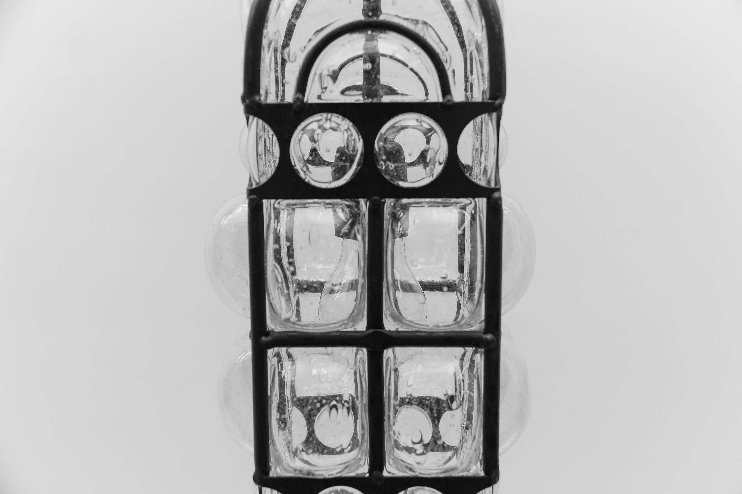 Graziosa lampada da soffitto in ferro e vetro trasparente di Helena Tynell, Germania, anni '60 in vendita 6