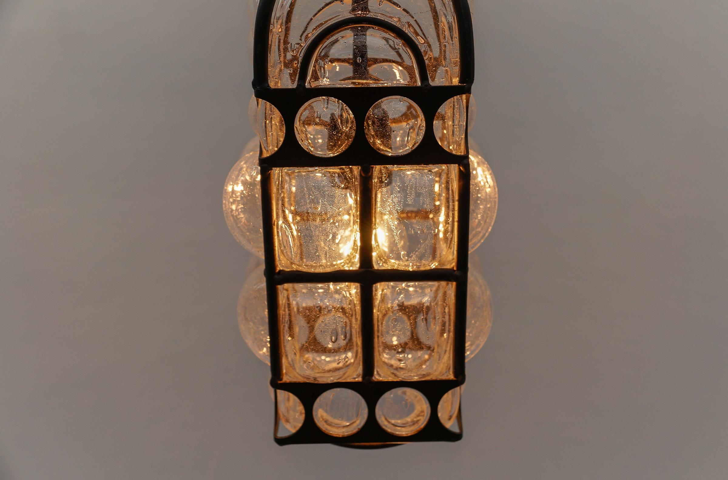 Graziosa lampada da soffitto in ferro e vetro trasparente di Helena Tynell, Germania, anni '60 in vendita 7