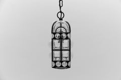Lovely Iron and Clear Bubble Glass Ceiling Lamp by Helena Tynell, 1960s Germany