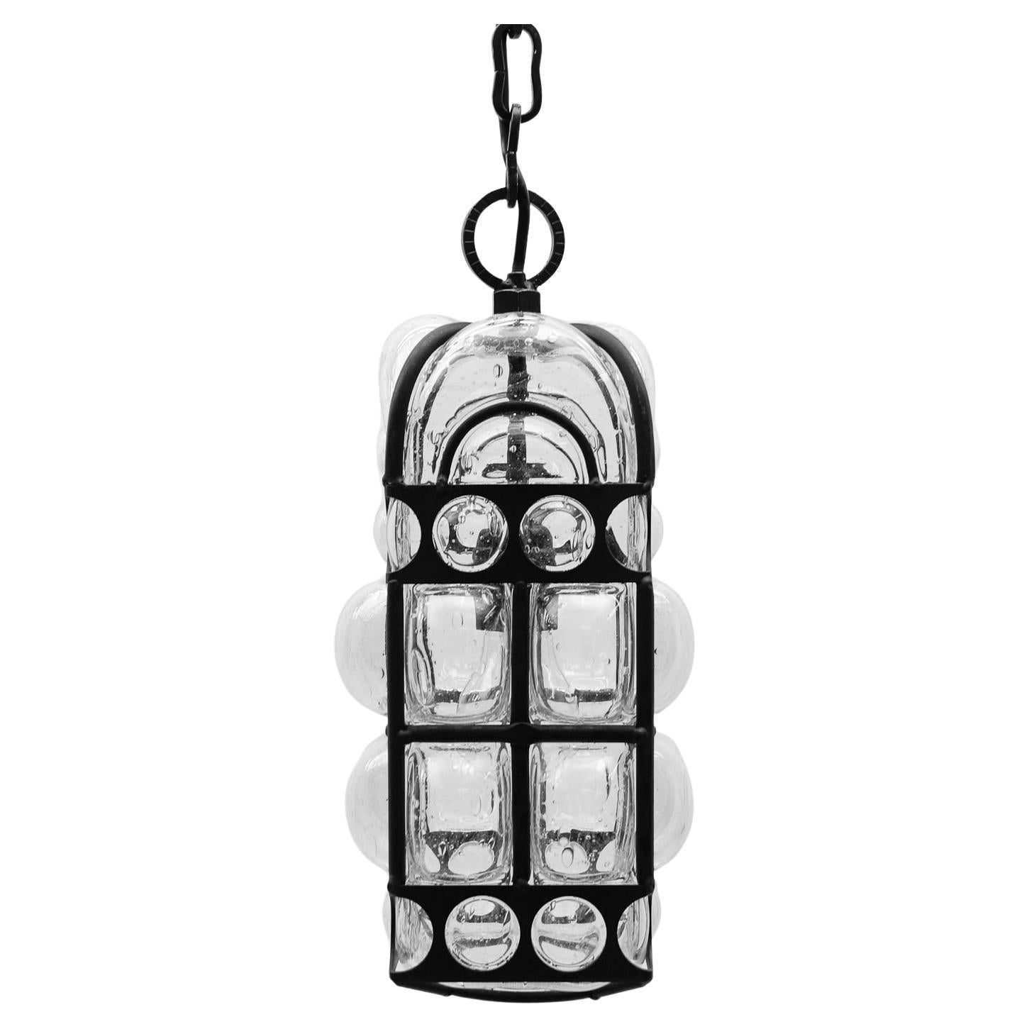 Graziosa lampada da soffitto in ferro e vetro trasparente di Helena Tynell, Germania, anni '60 in vendita