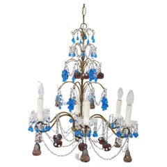 Lovely Italian Gilded Bronze and Colored Murano Glass Chandelier