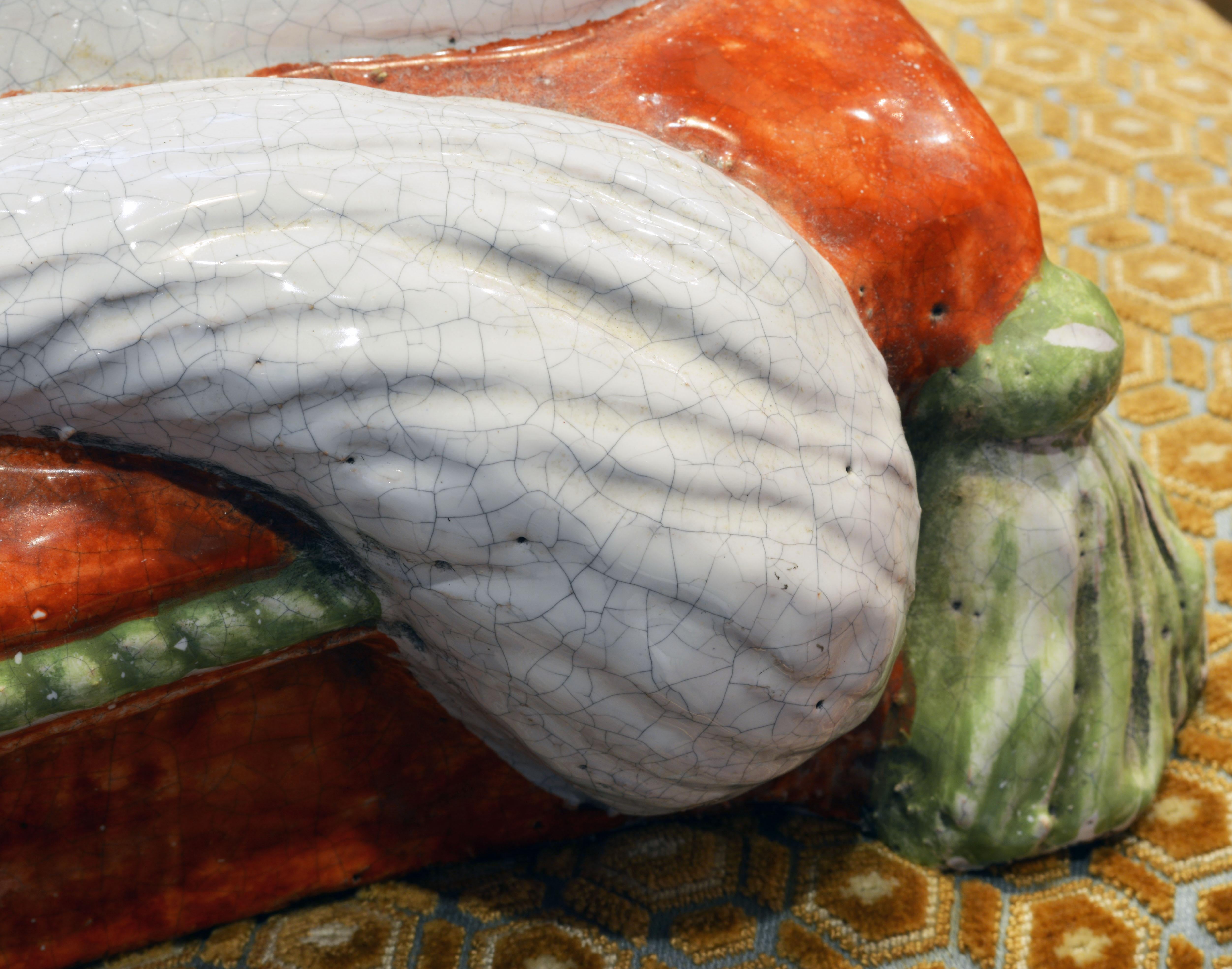 Lovely Italian Glazed Terracotta or Majolica Sculpture of Two Cats on a Pillow 2