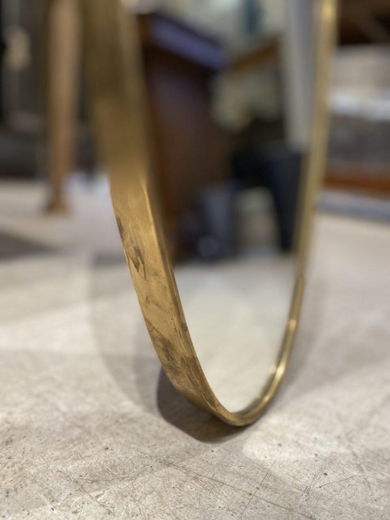 20th Century Lovely Italian Mid-Century Oval Brass Mirror For Sale