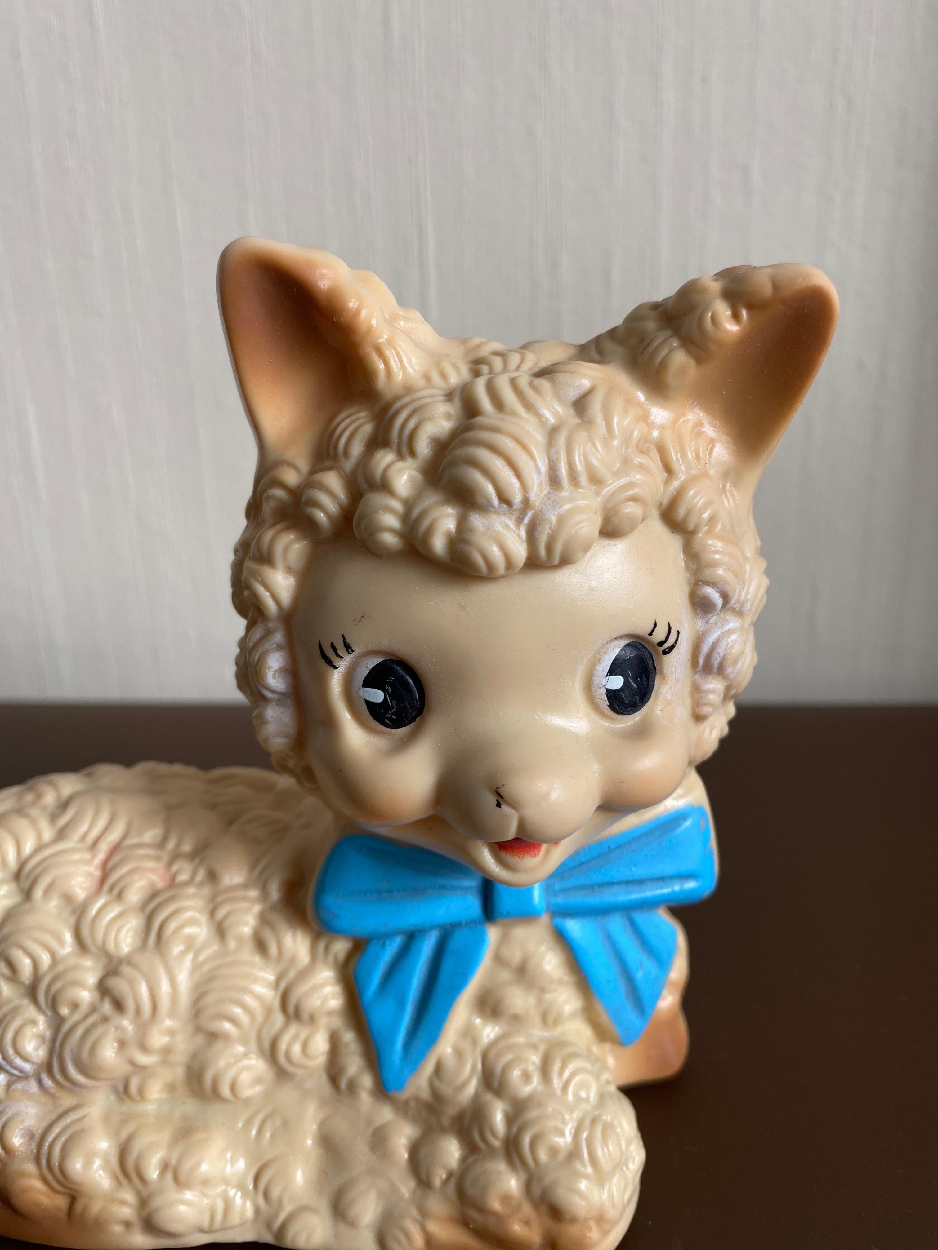 Mid-Century Modern Lovely Italian Midcentury Rubber Toy,  Lamb, Ca. 1950s For Sale