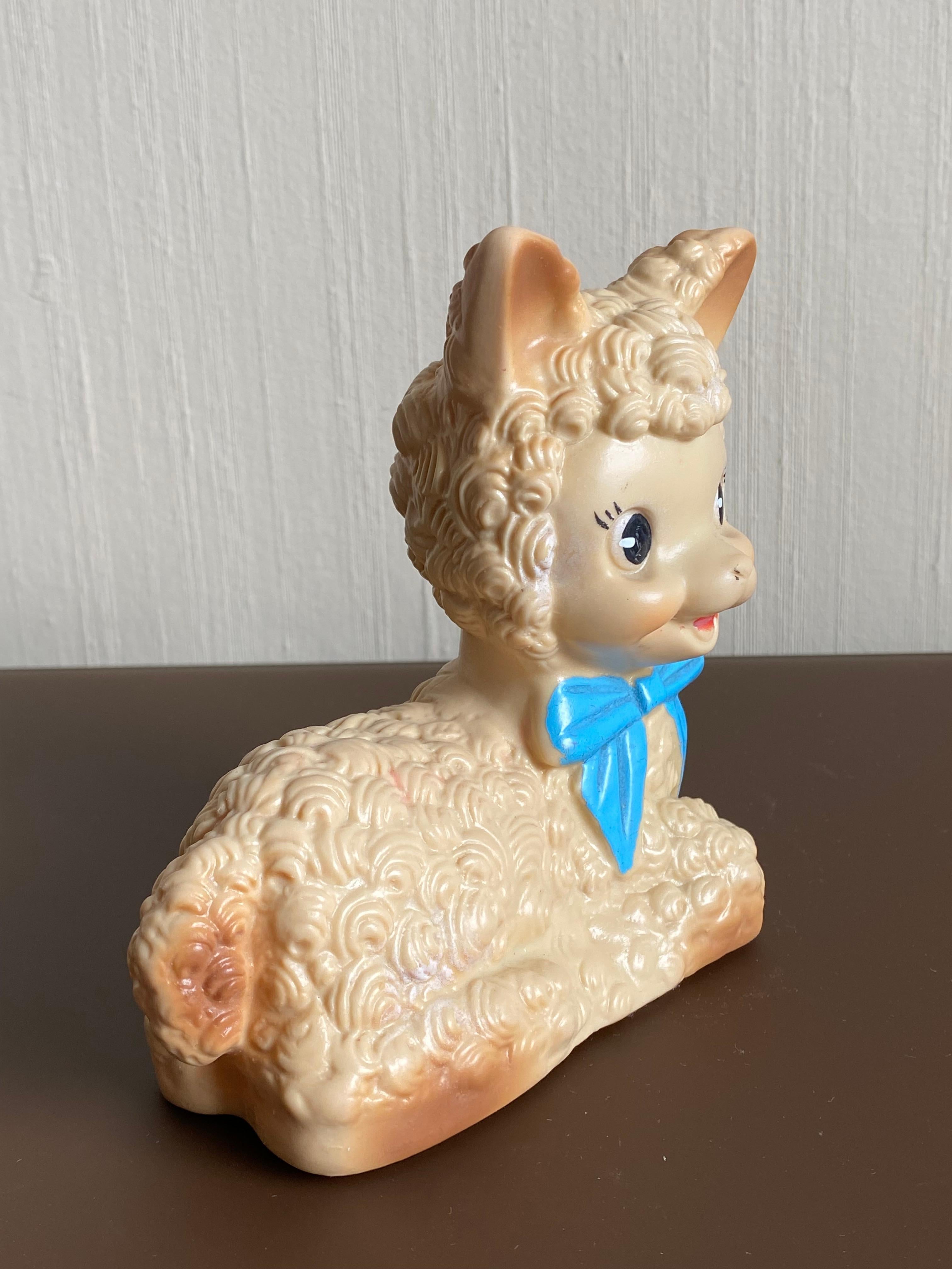 20th Century Lovely Italian Midcentury Rubber Toy,  Lamb, Ca. 1950s For Sale