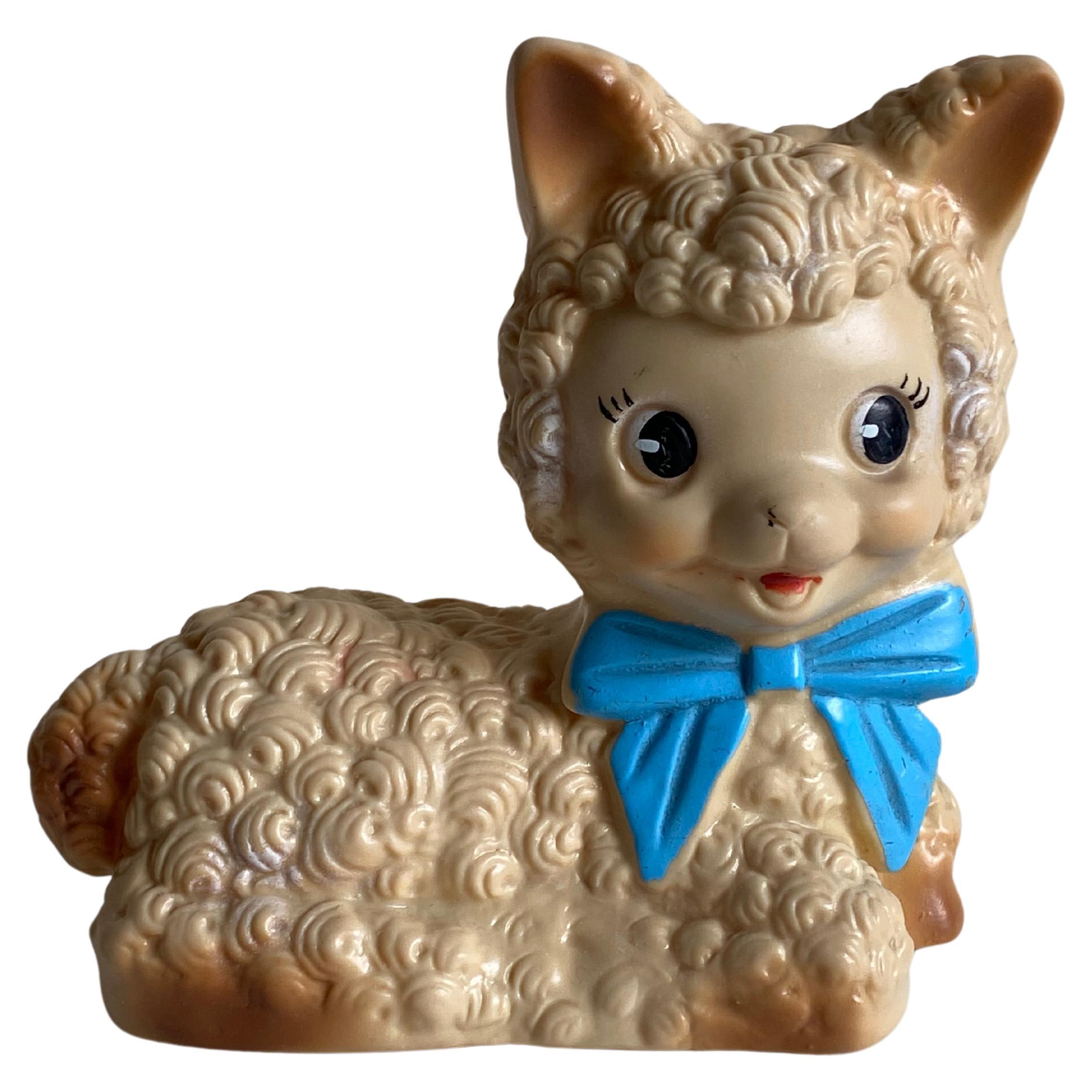 Lovely Italian Midcentury Rubber Toy,  Lamb, Ca. 1950s For Sale