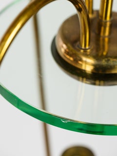Graziosa lampada a sospensione italiana in ottone e vetro