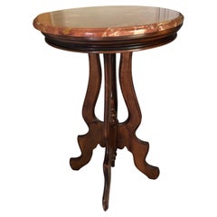 Lovely Italian Round Side Table with Rouge Marble Top