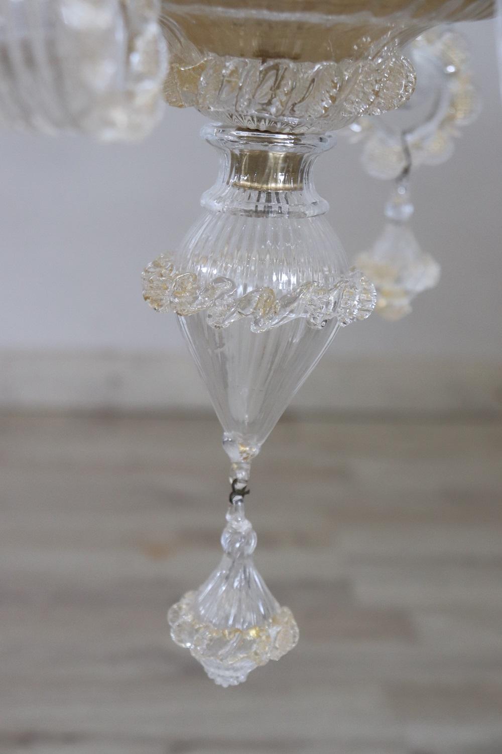Lovely Italian Transparent Murano Glass Chandelier 6