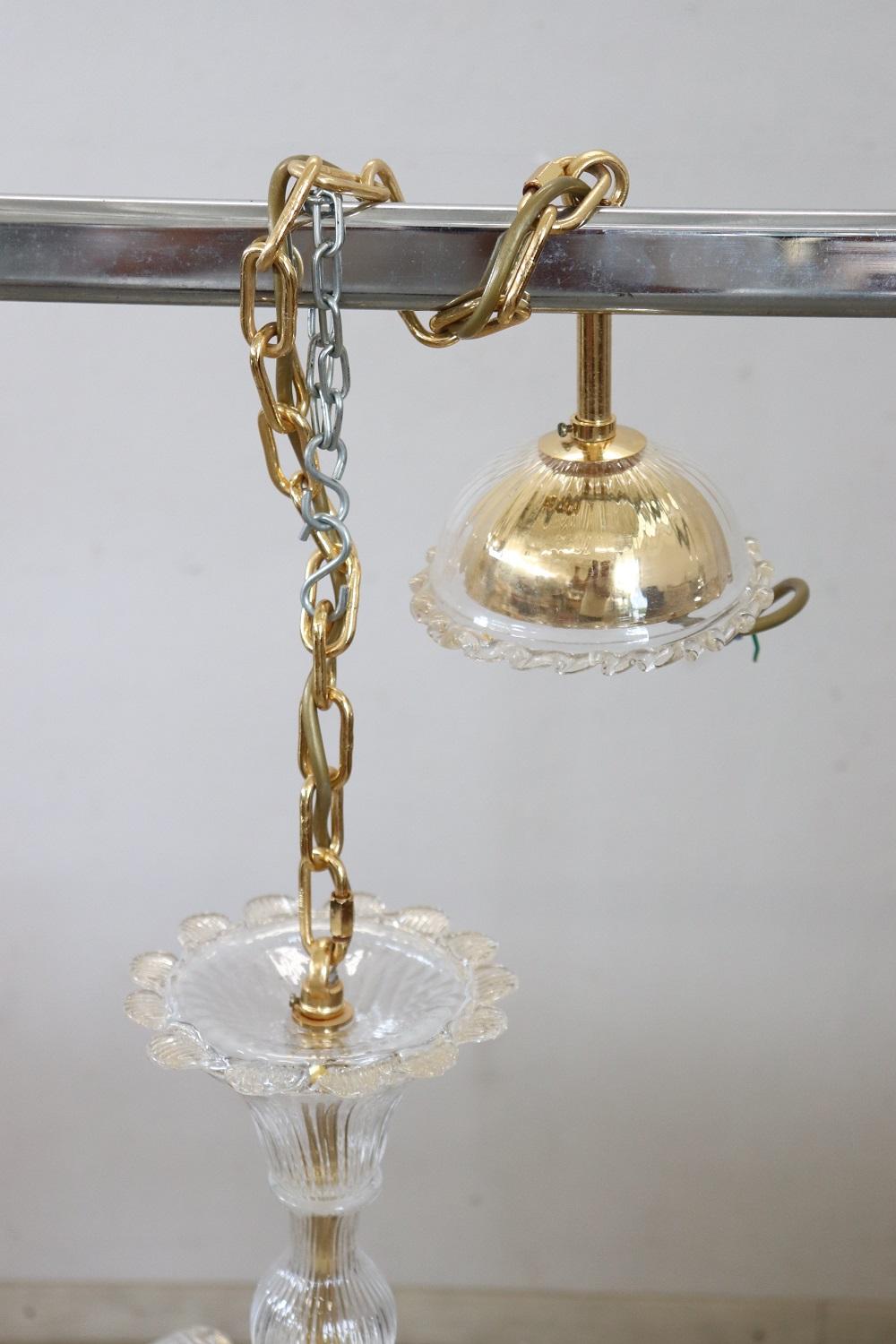 Lovely Italian Transparent Murano Glass Chandelier In Excellent Condition In Casale Monferrato, IT