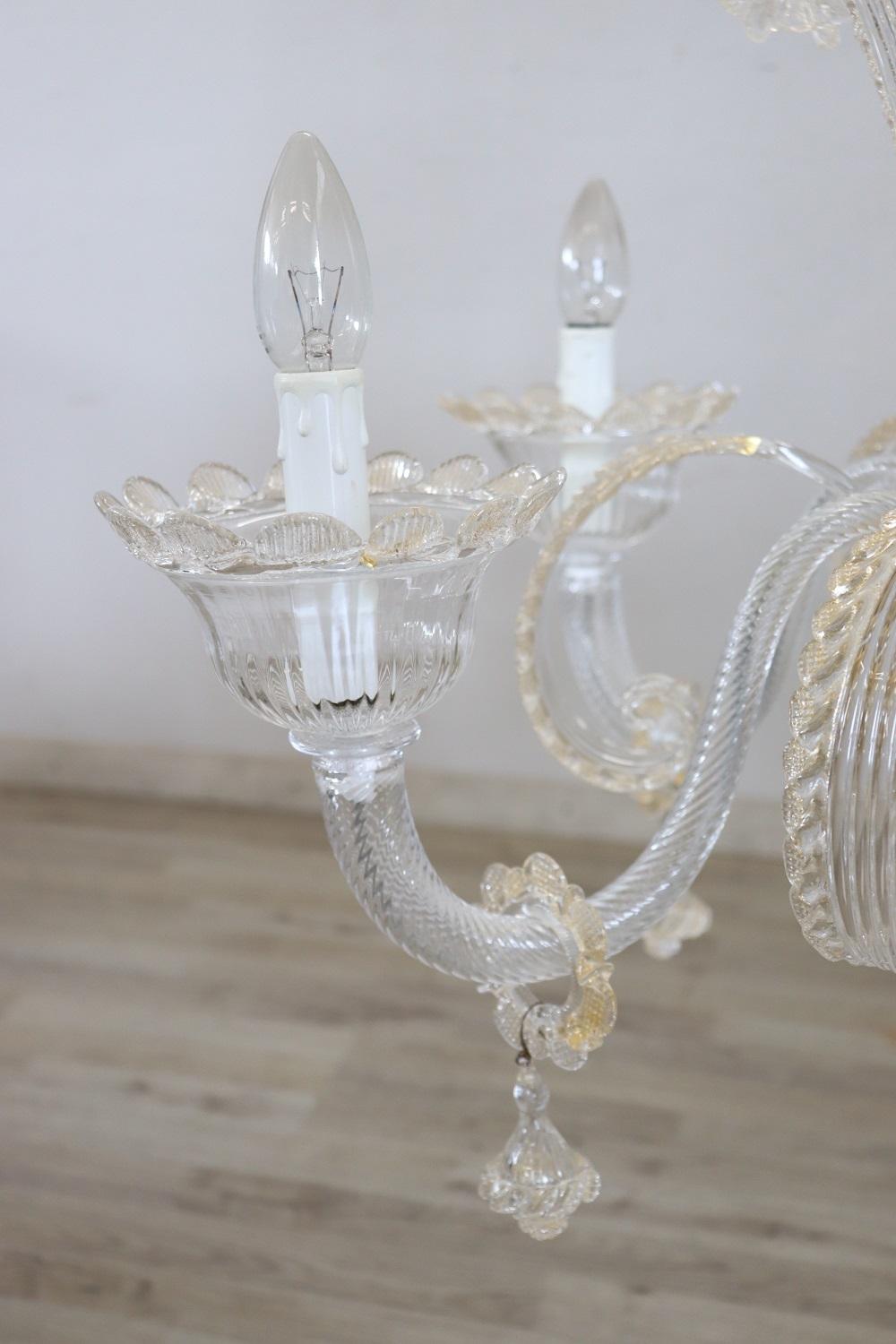 Lovely Italian Transparent Murano Glass Chandelier 3