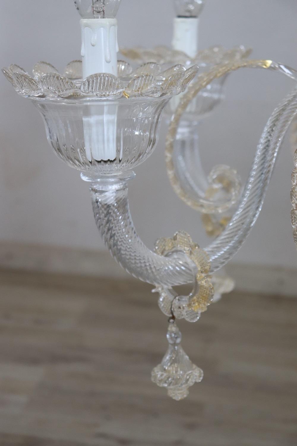 Lovely Italian Transparent Murano Glass Chandelier 4