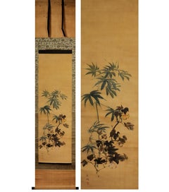 Lovely Japanese 18th c Edo Scroll by Tamamine Hasegawa , Flowers 19th c