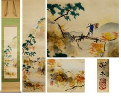Lovely Japanese 19/20th c Scroll by Kitakami Seigy Nihonga Landscape Autumn