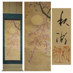 Vintage Lovely Japanese 19/20th c Scroll by Shuko Nakayama Nihonga Painting Cherry Bloss