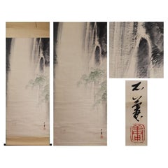 Schöne japanische Edo-Rolle Okumura Sekiran Nihonga Malerei Berg 19. 